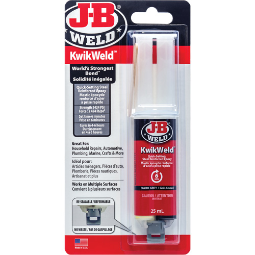 KwikWeld Adhesive, 25 ml, Syringe, Two-Part, Grey The Estey Group