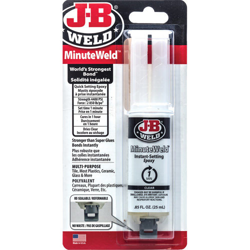 MinuteWeld Adhesive, 25 ml, Syringe, Two-Part, Clear The Estey Group