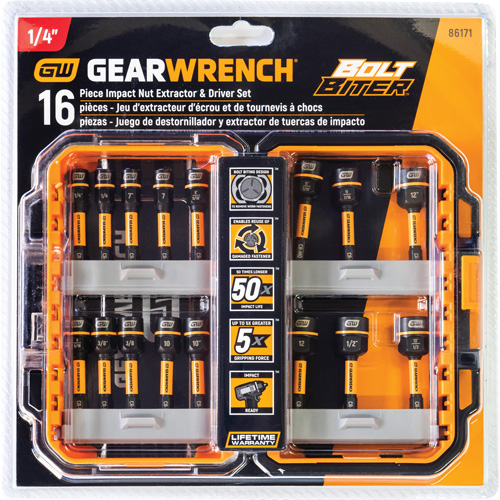 Bolt Biter Nut Extractor & Driver Set, 16 Pcs., Non Magnetic, Metric & Imperial The Estey Group
