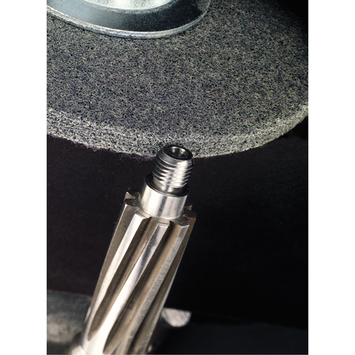 Meules homog&egrave;nes d'&eacute;barbage EXL Scotch-Brite, 1" x 1", Arbre de 3/16", Grain de 2A, Oxyde d'aluminium The Estey Group