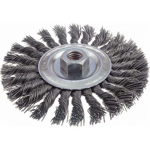 Brosses rotatives &agrave; fils nou&eacute;s - Brosse rotative &agrave; fils nou&eacute;s, fils nou&eacute;s standards, Dia. 6", Fils 0,023", Arbre 5/8"-11, Acier The Estey Group