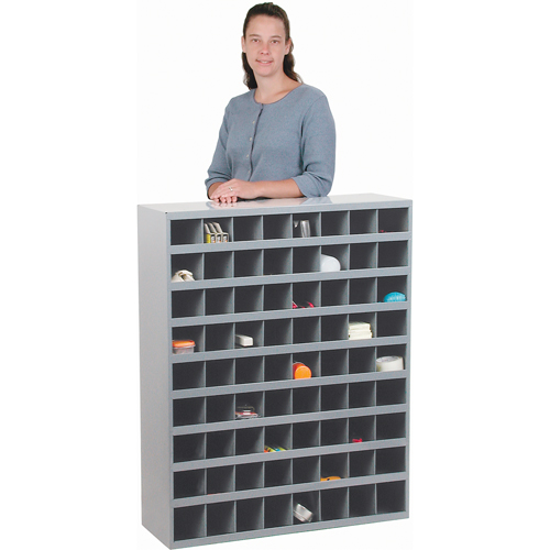 Steel Storage Bin Cabinet, 33-3/4" W x 12" D x 42" H, Grey The Estey Group