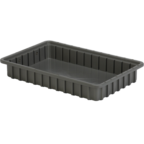 Divider Box&reg; Containers, Polyethylene, 16.5" W x 10.9" D x 2.5" H, Grey The Estey Group
