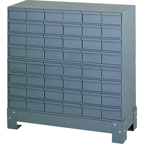 Industrial Drawer Cabinet With Base, 48 Drawers, 34-1/8" W x 12-1/4" D x 33-3/4" H, Grey The Estey Group