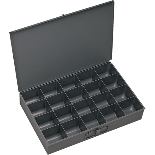 Boîtes &agrave; fond courb&eacute;, Acier, 20 compartiments, 13-3/8" la x 9-1/4" p, 2" h, Gris The Estey Group