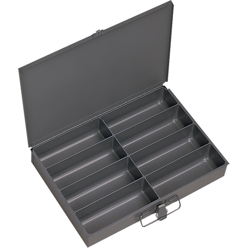 Compartment Scoop Boxes, Steel, 8 Slots, 13-3/8" W x 9-1/4" D x 2" H, Grey The Estey Group