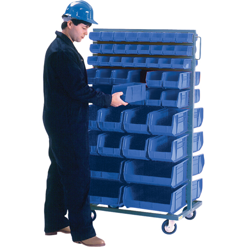 Support mobile deux c&ocirc;t&eacute;s pour bacs, &agrave; deux c&ocirc;t&eacute;s, 96 bacs, 36" la x 24" p x 63" h The Estey Group