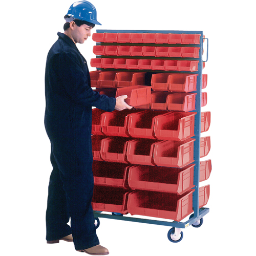 Support mobile deux c&ocirc;t&eacute;s pour bacs, &agrave; deux c&ocirc;t&eacute;s, 96 bacs, 36" la x 24" p x 63" h The Estey Group