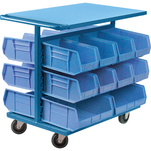 Chariot &agrave; bacs avec bacs, &agrave; deux c&ocirc;t&eacute;s, 20 bacs, 24" la x 38-1/2" p x 36-1/2" h The Estey Group