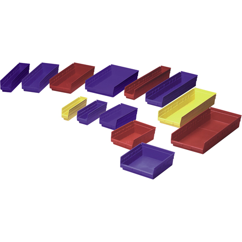 Shelf Bins, 11-1/8" W x 4" H x 23-5/8" D, Blue, 50 lbs. Capacity The Estey Group
