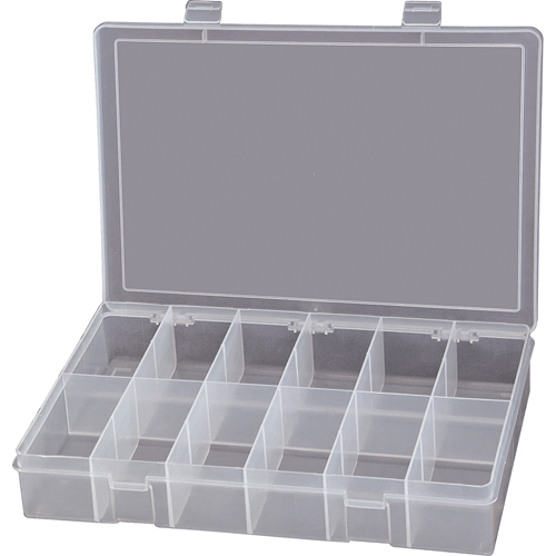 Compact Polypropylene Compartment Cases, 13-1/8" W x 9" D x 2-5/16" H, 12 Compartments The Estey Group