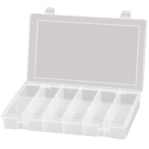 Compact Polypropylene Compartment Cases, 11" W x 6-3/4" D x 1-3/4" H, 12 Compartments The Estey Group