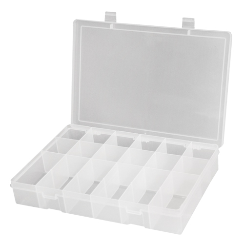 Compact Polypropylene Compartment Cases, 11" W x 6-3/4" D x 1-3/4" H, 18 Compartments The Estey Group