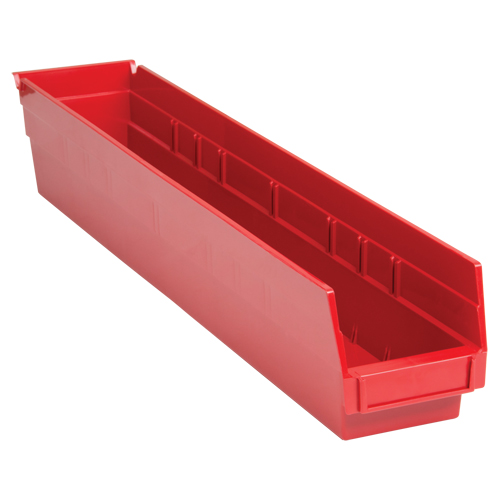 Bacs de rangement pour tablettes, 4-1/8" la x 4" H x 23-5/8" p, Rouge, Capacit&eacute; 50 lb The Estey Group