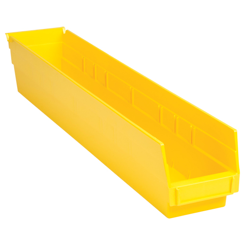 Shelf Bins, 4-1/8" W x 4" H x 23-5/8" D, Yellow, 50 lbs. Capacity The Estey Group
