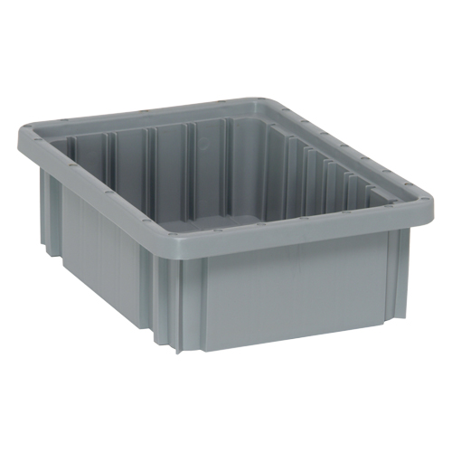 Divider Box&reg; Containers, Plastic, 10.9" W x 8.3" D x 3.5" H, Grey The Estey Group