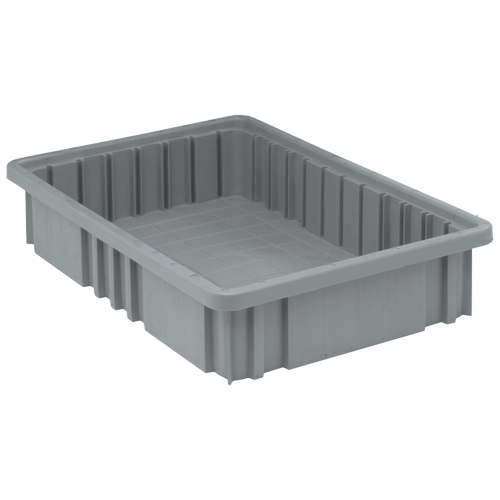 Divider Box&reg; Containers, Plastic, 16.5" W x 10.9" D x 3.5" H, Grey The Estey Group