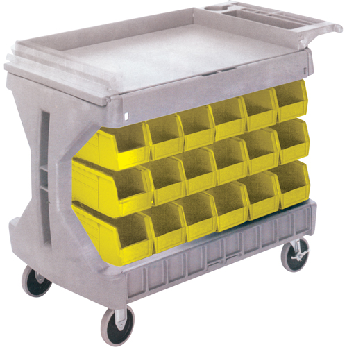 Pro Cart With Yellow Bins, Double-sided, 36 bins, 45-5/18" W x 24" D x 34-3/4" H The Estey Group