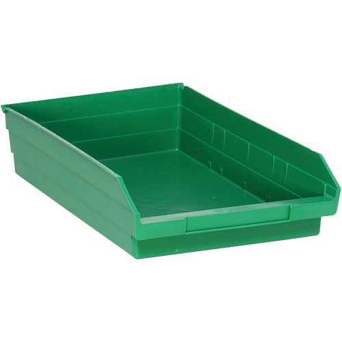 Shelf Bins, 11-1/8" W x 4" H x 17-7/8" D, Green, 40 lbs. Capacity The Estey Group