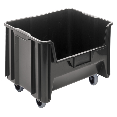 Bac g&eacute;ant mobile empilable, 12-7/16" ha x 19-7/8" la x 15-1/4" p, Capacit&eacute; de 250 lb, Noir The Estey Group