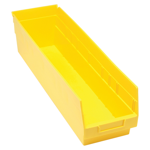 Store More Plastic Shelf Bins, 6-5/8" W x 6" H x 23-5/8" D, Yellow, 90 lbs. Capacity The Estey Group