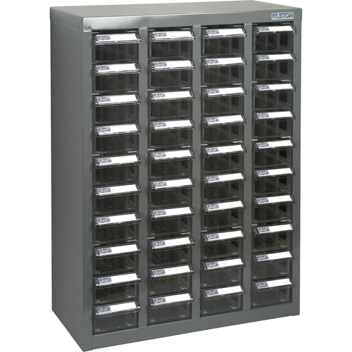 KPC-600 Parts Cabinet, Galvanized Steel, 40 Drawers, 18-3/10" x 8-7/10" x 25-3/10", Grey The Estey Group