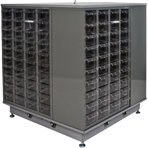 KPC-600 Parts Cabinet, Galvanized Steel, 40 Drawers, 18-3/10" x 8-7/10" x 25-3/10", Grey The Estey Group