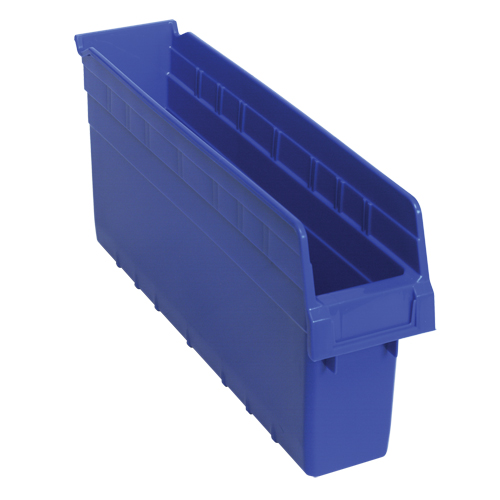 Store-Max Shelf Bins, 4-3/8" W x 8" H x 17-7/8" D, Blue, 56 lbs. Capacity The Estey Group
