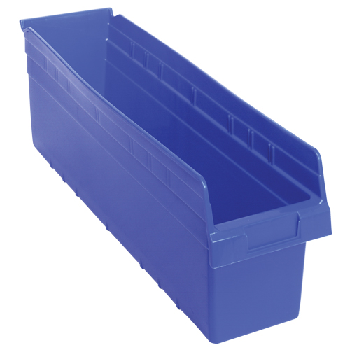 Store-Max Shelf Bins, 6-5/8" W x 8" H x 23-5/8" D, Blue, 68 lbs. Capacity The Estey Group