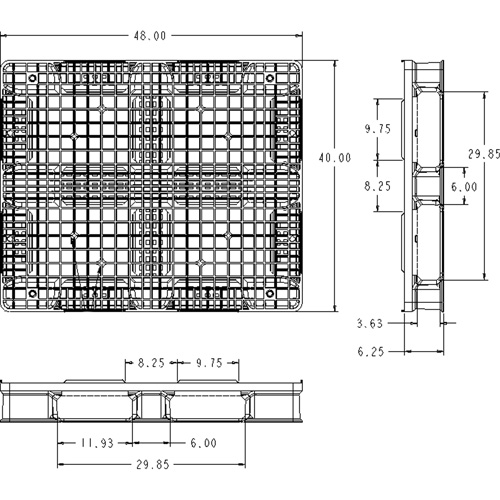 Palette en plastique RachoCell, Acc&egrave;s de Quatre c&ocirc;t&eacute;s, 48" lo x 40" la x 6-1/3" h The Estey Group