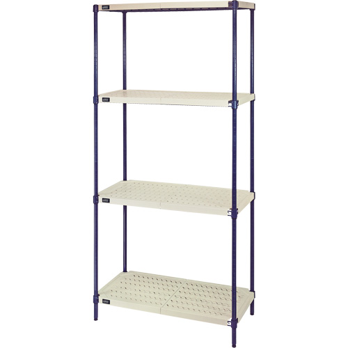 Wire Shelving Unit with Plastic Shelves, Wire Frame with Plastic Shelves, Boltless, 600 lbs. Capacity, 30" W x 72" H x 18" D The Estey Group