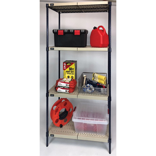 Wire Shelving Unit with Plastic Shelves, Wire Frame with Plastic Shelves, Boltless, 600 lbs. Capacity, 30" W x 72" H x 18" D The Estey Group