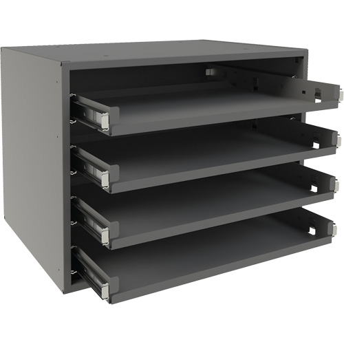 Small Bearing Rack, Steel, 4 Slots, 15-9/16" W x 11-7/8" D x 11-5/16" H, Grey The Estey Group