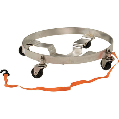 Multi-Tier Drum Dollies, Stainless Steel, 900 lbs. Capacity, 23-1/2" Diameter, Rubber Casters The Estey Group