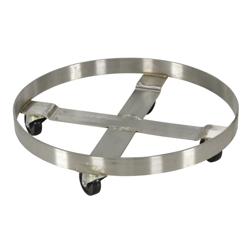 Drum Dollies, Stainless Steel, 800 lbs. Capacity, 23-1/4" Diameter, Rubber Casters The Estey Group