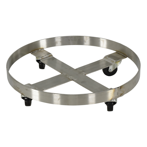 Drum Dollies, Stainless Steel, 800 lbs. Capacity, 23-1/4" Diameter, Rubber Casters The Estey Group