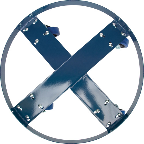 Chariot pour baril, Acier, Capacit&eacute;e 1400 lb, Diam&egrave;tre 24", Roue en &eacute;lastique bleu The Estey Group