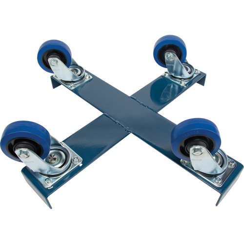 Chariot pour baril, Acier, Capacit&eacute;e 1400 lb, Diam&egrave;tre 24", Roue en &eacute;lastique bleu The Estey Group