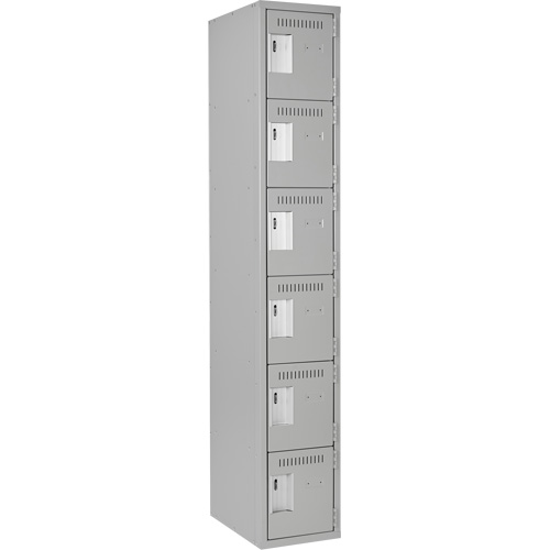 Petits casiers Clean Line, 6 niveaux, 12" x 18" x 72", Acier, Gris, Rivet (assembl&eacute;) The Estey Group