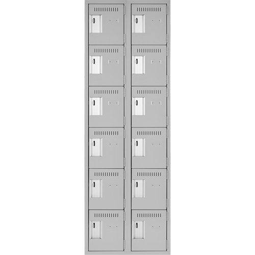 Clean Line Lockerettes, 6 -tier, Bank of 2, 24" x 18" x 72", Steel, Grey, Rivet (Assembled) The Estey Group