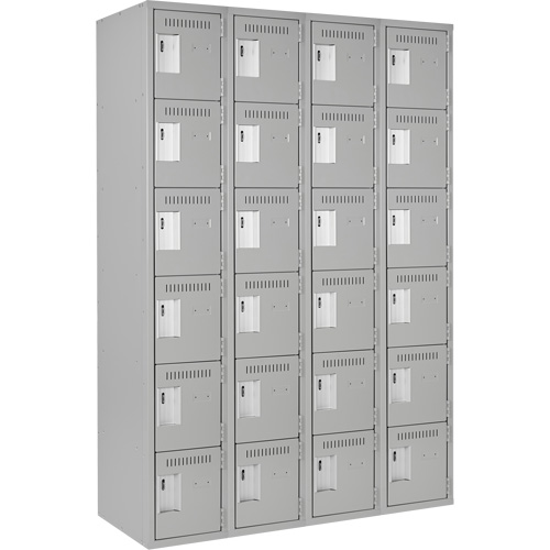Clean Line Lockerettes, 6 -tier, Bank of 4, 48" x 18" x 72", Steel, Grey, Rivet (Assembled) The Estey Group