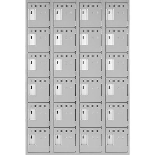 Clean Line Lockerettes, 6 -tier, Bank of 4, 48" x 18" x 72", Steel, Grey, Rivet (Assembled) The Estey Group