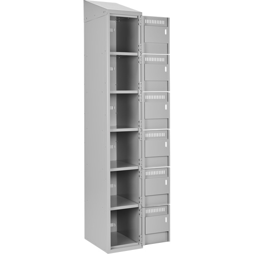 Clean Line Lockerette , 6 -tier, Bank of 4, 48" x 18" x 78", Steel, Grey, Rivet (Assembled) The Estey Group