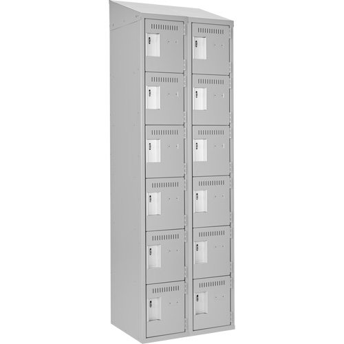 Clean Line Lockerette , 6 -tier, Bank of 2, 24" x 18" x 78", Steel, Grey, Rivet (Assembled) The Estey Group