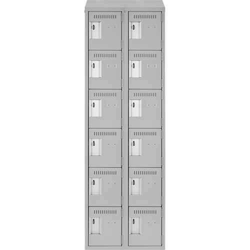 Clean Line Lockerette , 6 -tier, Bank of 2, 24" x 18" x 78", Steel, Grey, Rivet (Assembled) The Estey Group