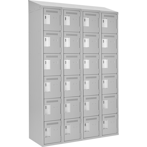 Clean Line Lockerette , 6 -tier, Bank of 4, 48" x 18" x 78", Steel, Grey, Rivet (Assembled) The Estey Group