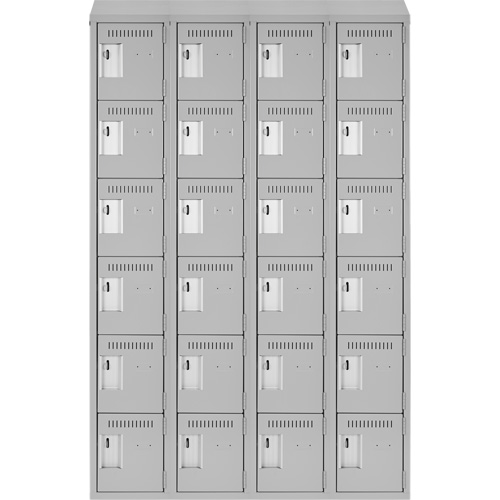 Clean Line Lockerette , 6 -tier, Bank of 4, 48" x 18" x 78", Steel, Grey, Rivet (Assembled) The Estey Group