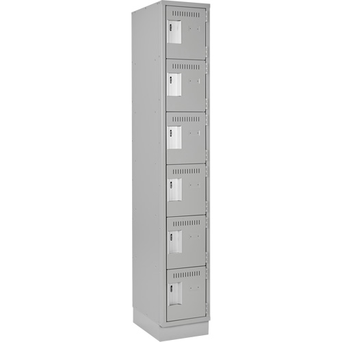 Clean Line Lockerette, 6 -tier, 12" x 18" x 76", Steel, Grey, Rivet (Assembled) The Estey Group
