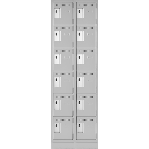 Clean Line Lockerette, 6 -tier, Bank of 2, 24" x 18" x 76", Steel, Grey, Rivet (Assembled) The Estey Group
