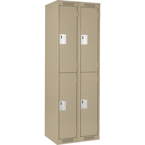 Clean Line Lockers, 2 -tier, Bank of 2, 24" x 18" x 72", Steel, Beige, Rivet (Assembled) The Estey Group